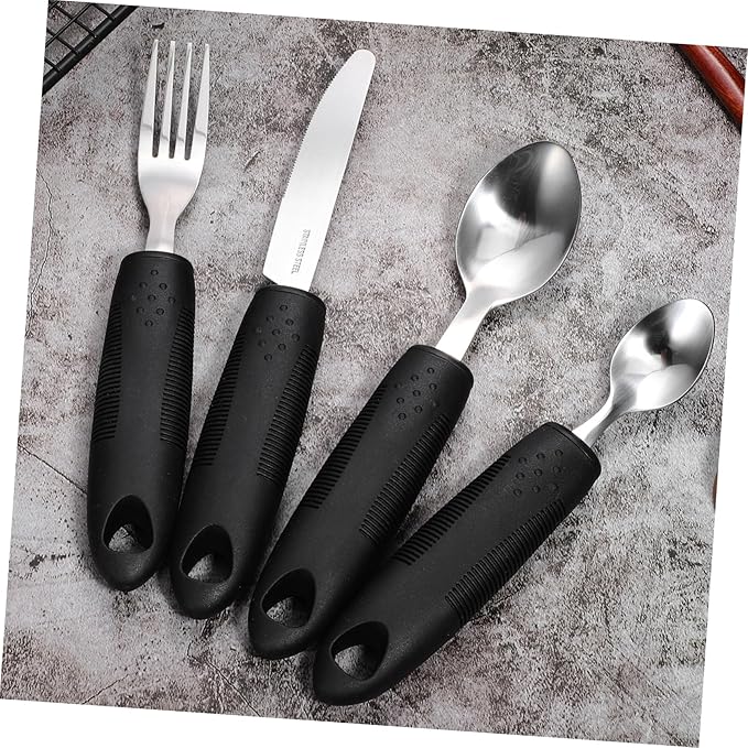 Elderly Adaptive Weighted Utensils Set Hand Tremor Cutlery with Comfortable Grip for Seniors Stainless Steel Easy to Use Dining