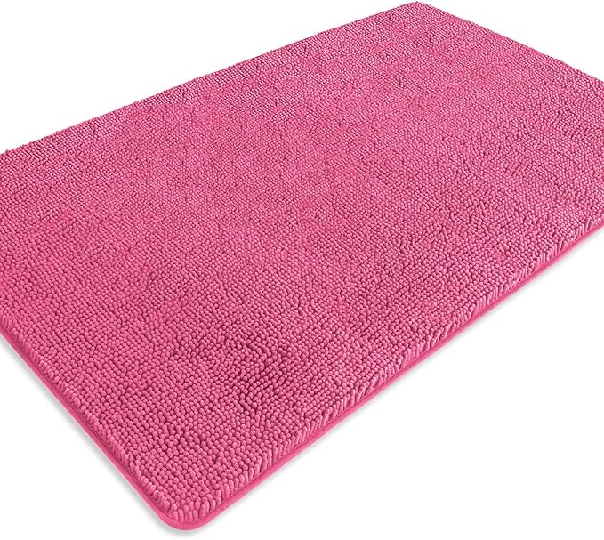 Bathroom Rugs 36 x 60 Inch – Extra Large Bath Mat | Absorbent and Washable Thick Chenille Bath Rugs Non-Slip Runner Rug for Bathroom, Shower, Tub(Hot Pink)