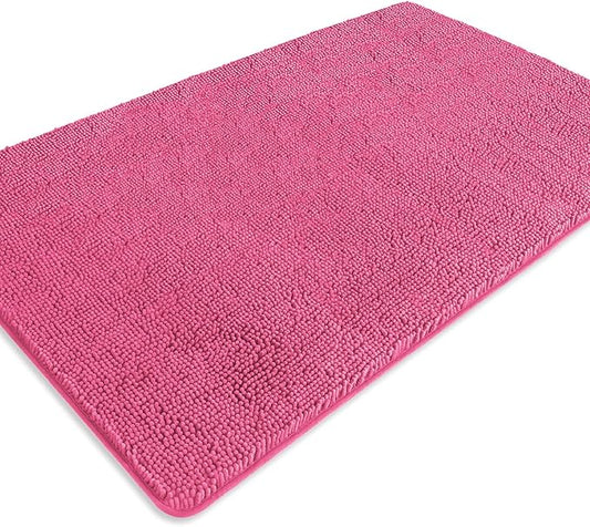 Bathroom Rugs 36 x 60 Inch – Extra Large Bath Mat | Absorbent and Washable Thick Chenille Bath Rugs Non-Slip Runner Rug for Bathroom, Shower, Tub(Hot Pink)