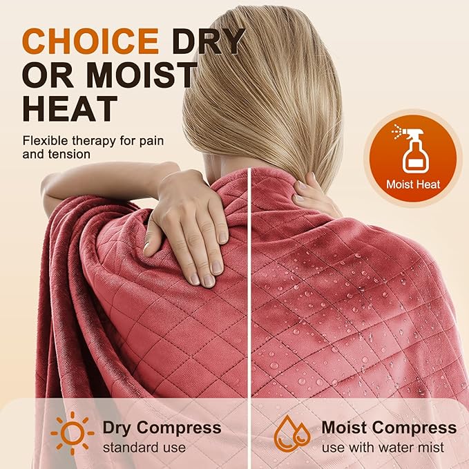 Heating Pad for Back & Period Cramps – 35"x20" King Size, Electric Heating Pads for Shoulder Neck Arms Legs, Dry/Moist Heat, 6 Heating & Auto Off, Machine Washable, Birthday Gifts for Women & Men