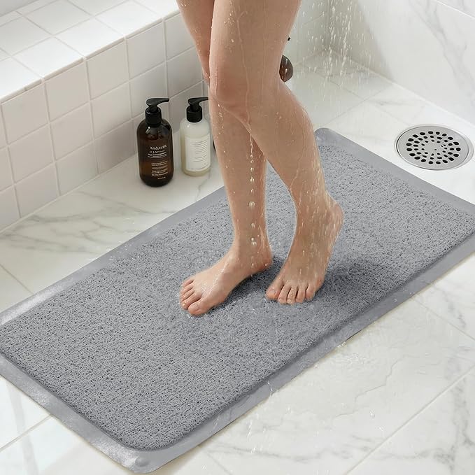 Upgraded Non Slip Shower Mat,Anti Slip Bathtub Mat with Suction Cups,Scrubber Mats,Easy to Clean,Quick Drying,Loofah Bath Mat for Tub,Shower,Bathroom.24''x24''