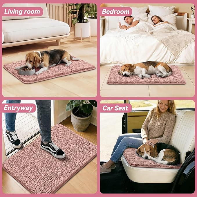 Bcoimo Super Absorbent Dog Door Mat, 36"*24" Anti Slip Mat for Muddy Paws, Pet Rugs for Dirty Paws Washable that Absorbs Moisture and Dirt, for Dog Cage and Pet Resting Carpet