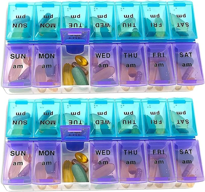 MEDca Weekly Pill Organizer, Twice-a-Day, Pack of 2