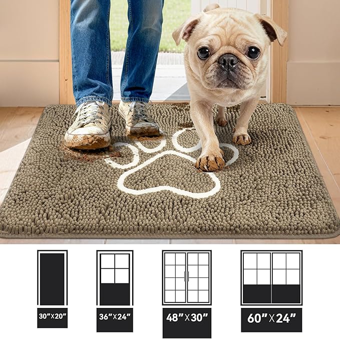 Bcoimo Super Absorbent Dog Door Mat, 36"*24" Anti Slip Mat for Muddy Paws, Pet Rugs for Dirty Paws Washable that Absorbs Moisture and Dirt, for Dog Cage and Pet Resting Carpet