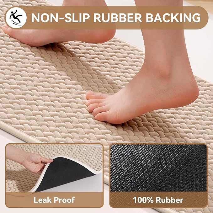 YDKGL Bathroom Rugs Non Slip, Super Absorbent Quick Dry Bath Mats for Bathroom, Foam Weave Texture Thin Bath Rugs Washable with Rubber Backing Fit Under Door Outside Shower,24” x 35“