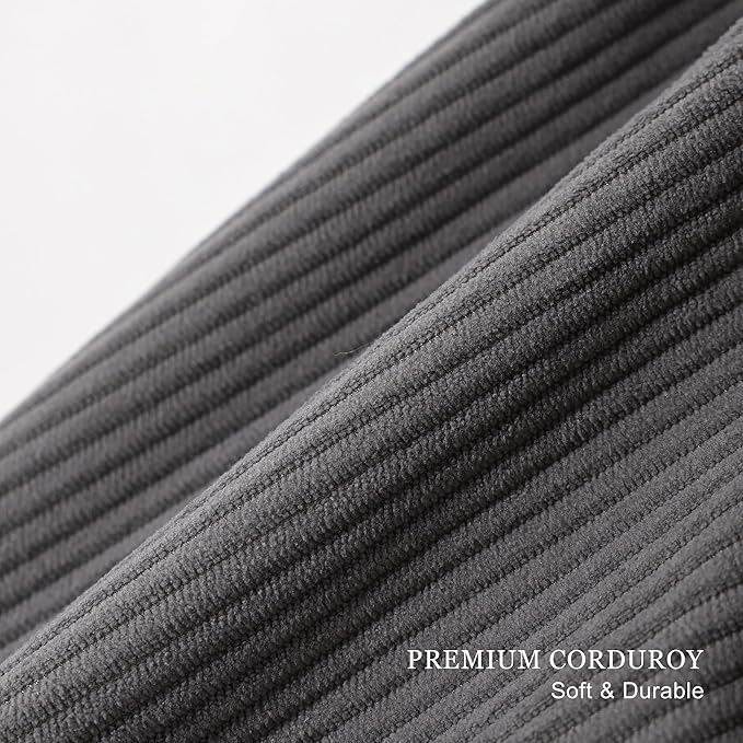 Pat. Pend. Corduroy Lumbar Support Backrest Pillow for Sitting & Reading, Ergonomic Triangle Cushion for Sofa, Armchair & Bed, Removable Cover, Dark Grey