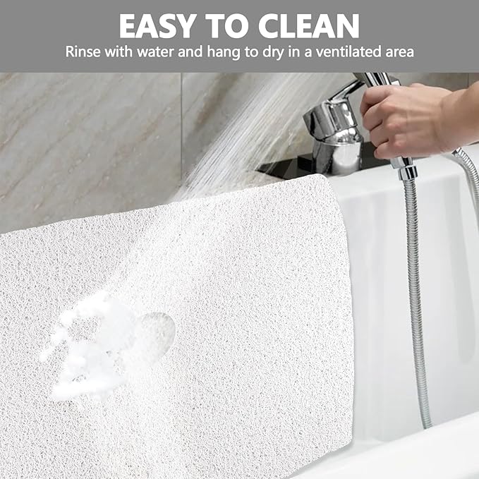Square Shower Mat Non Slip: 36 x 36 Inch Extra Large Loofah Shower Mats for Inside Shower - Anti Slip Shower Stall Matt with Drain Hole in Middle