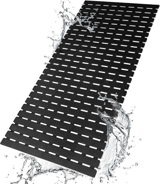 BEMISO Shower Mat Non Slip Bathtub Mat with Suction Cups and Drain Holes 37.4 x15.7 Inch Bath Mat for Tub & Shower.Easy Dry,Easy to Cut,Eco-Friendly