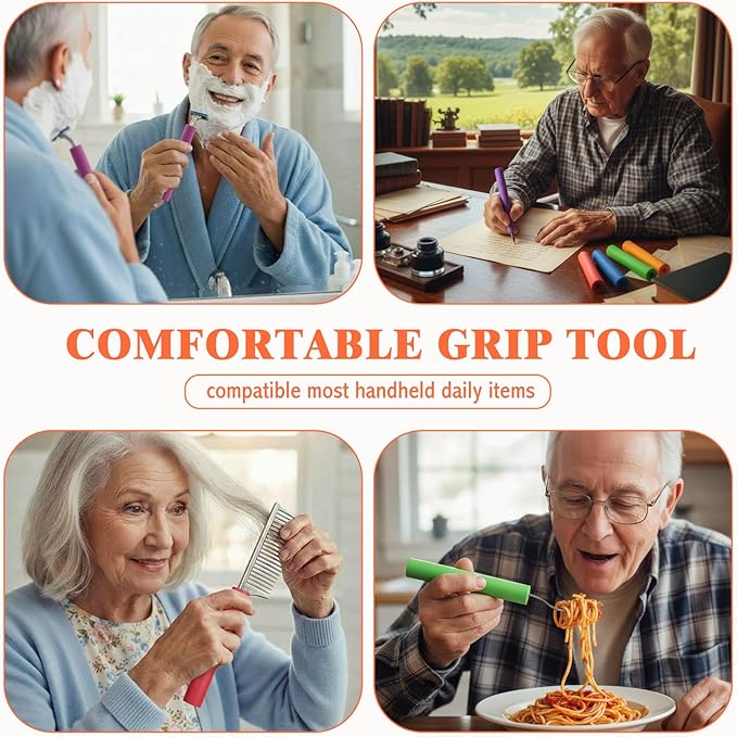 Sivak 24 Pcs Foam Grip Tubing - 3 Sizes Adaptive Built up Grip Aid for Utensils Pens Toothbrushes Forks Spoons Comfort Foam Handle Tubing for Elderly Disabled Arthritic Handicapped, Multicolor 8 Inch