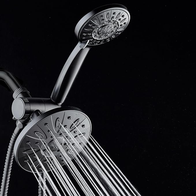 AquaDance Premium High Pressure 3-Way Rainfall Combo Combines The Best of Both Worlds-Enjoy Luxurious Rain Showerhead and 6-Setting Hand Held Shower Separately or Together, Matte Black