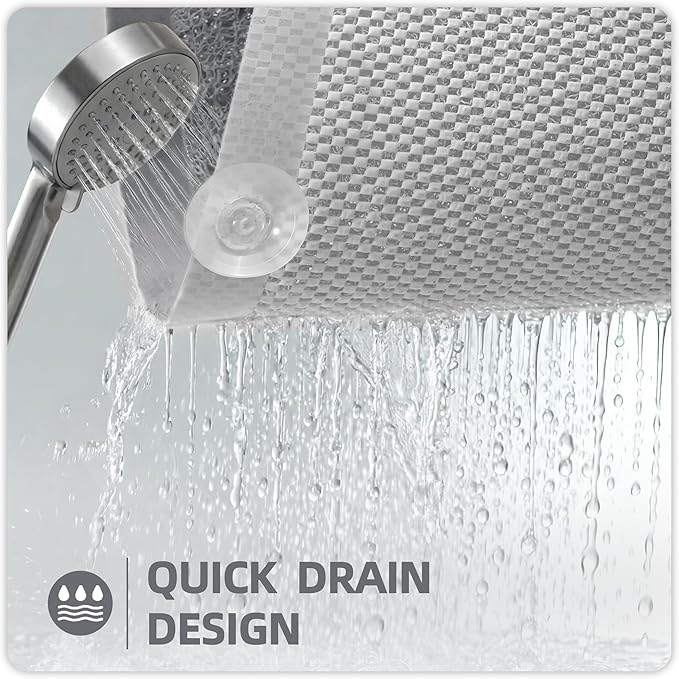 Upgraded Anti Slip Shower Mat for Inside Shower,Non Slip Bathtub Mat with Suction Cups,Shower Floor Mat，Scrubber Mats,Easy to Clean,Quick Dry,Easy Drainage,Loofah Bath Mat for Tub,Grey,17''x32''
