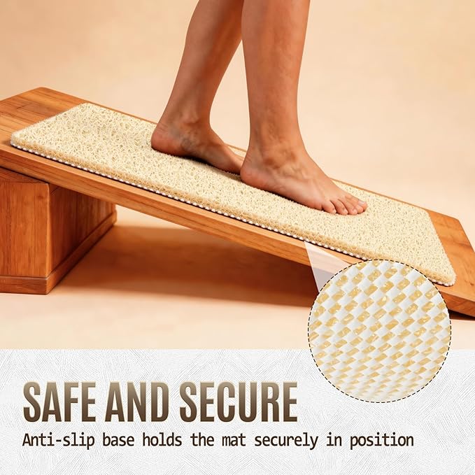 Joyhalo Shower Mat Bathtub Mat Non Slip, Bathmats Non Slip, Quick Drying Foot Scrubber Loofah Mats for Shower, Tub, Bathroom, Home, 30x17inch, Beige