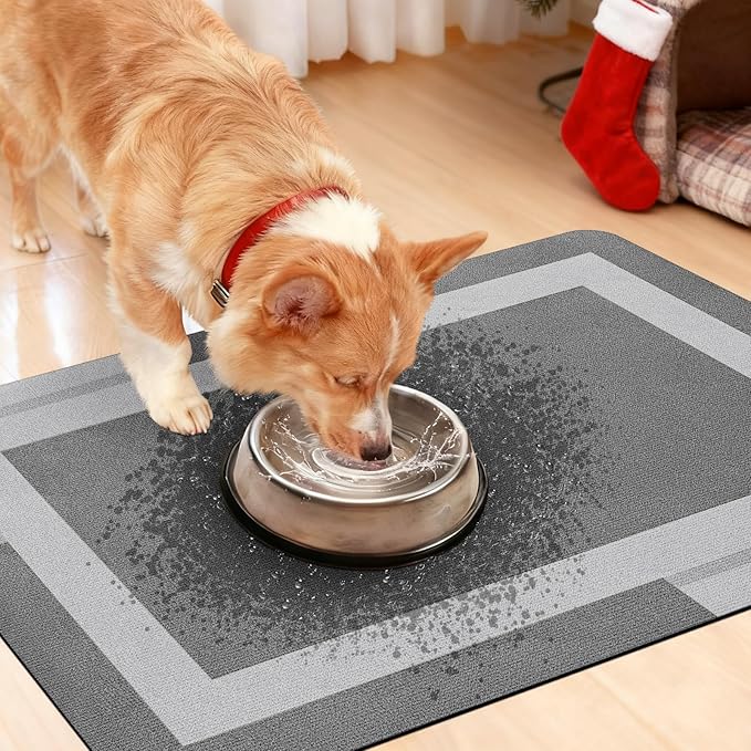 ACCUMTEK Non Slip Bath Mat, Thin Bathroom Rugs Fit Under Door, Quick Dry Bath Mats, Machine Washable Bath Rugs for Bathroom, Bathtub & Kitchen, Grey/Bordered/59 x20