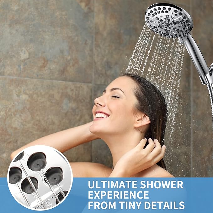 Iopsk 10 Spray Shower Head with Handheld,High Pressure shower heads with Handheld Spray Combo,Hand Held Shower Head with 60 Inch Long Hose (Chrome)