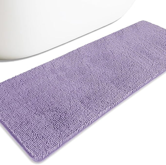 Bathroom Runner Rug 24 x 72 Non Slip – Extra Long Bath Mat | Absorbent and Washable Thick Chenille Runner Rug for Bathroom, Shower, Tub, Sink(Lavender)