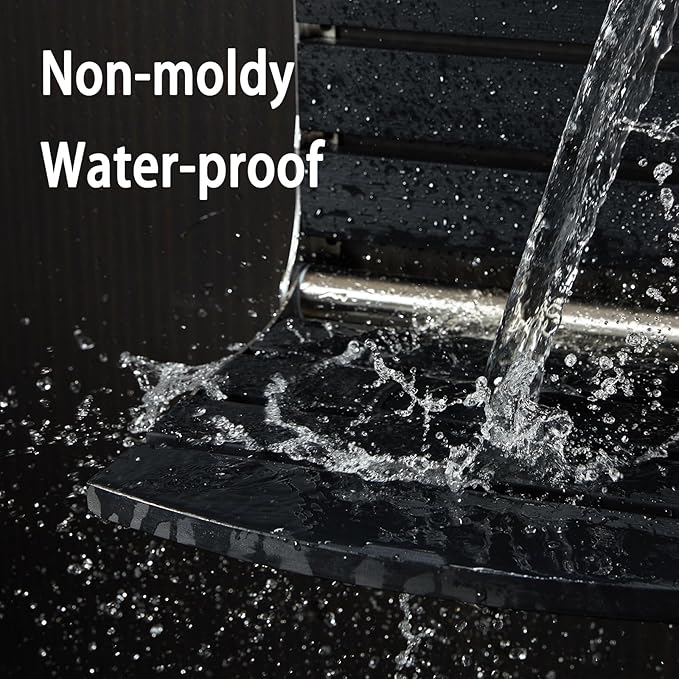 17.5" Wall Mounted Shower Seat, Fold Down Shower Seat Wall Mounted, HDPS Foldable Shower Seat, Folding Shower Seat Attached to Wall, for Inside Shower, Home Care(Black)