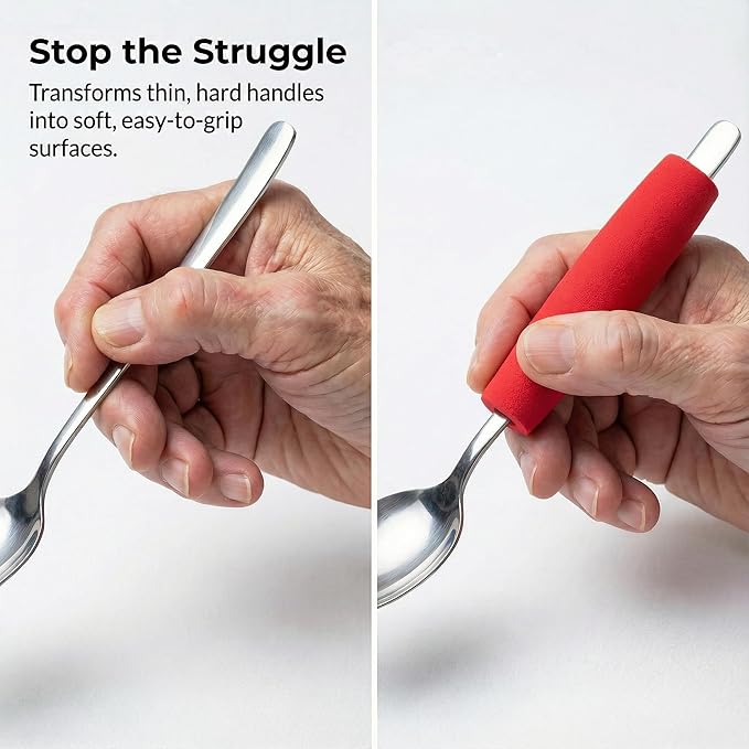 Foam Grip Tubing Kit for Adaptive Utensils & Silverware - Built Up Handle Aid for Arthritis, Elderly, Parkinsons, Stroke - Non-Slip Pencil Grips & Tool Holder - 5 Assorted Sizes (10 Pack)