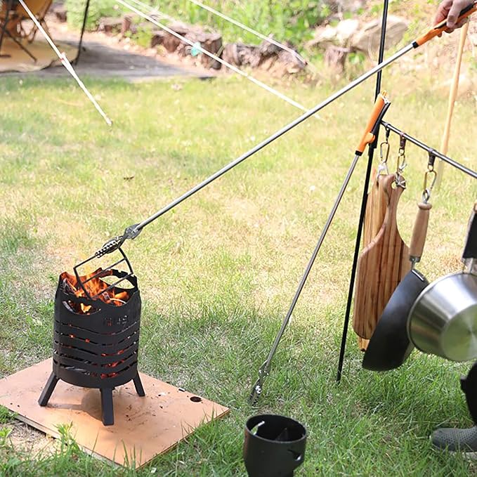 FTH All Stainless Steel Grabber Reacher Pickup Tool Heavy Duty Trash Picker Log BBQ Fireplace pits Snake Tongs