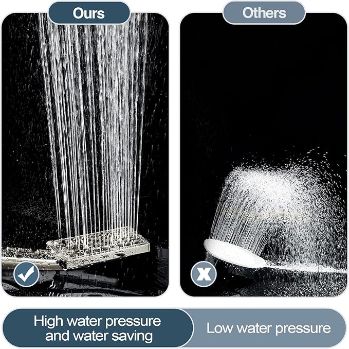 BRIGHT SHOWERS Handheld Shower Head Set High Pressure Hand Held Showerhead with 60 Inch Flexible Shower Hose and Adjustable Shower Arm Mount Bracket, 3 Spray Settings Shower Wand, Brushed Nickel