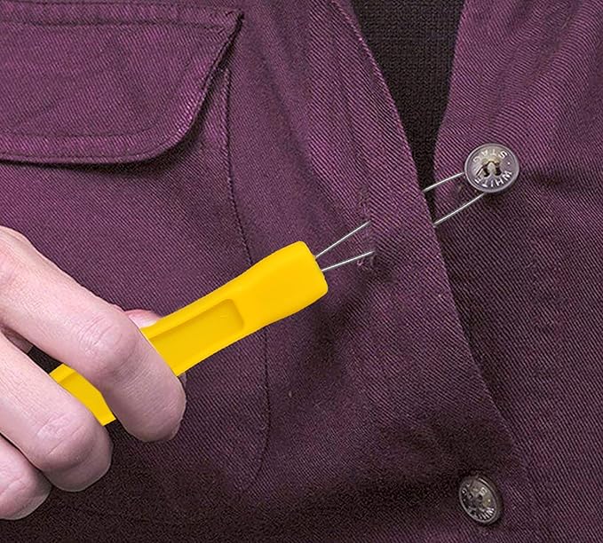 HOME-X Button Hook Helper, Assistance Tool for The Elderly, One-Hand Button Tool- Yellow- 6” L x ¾” W