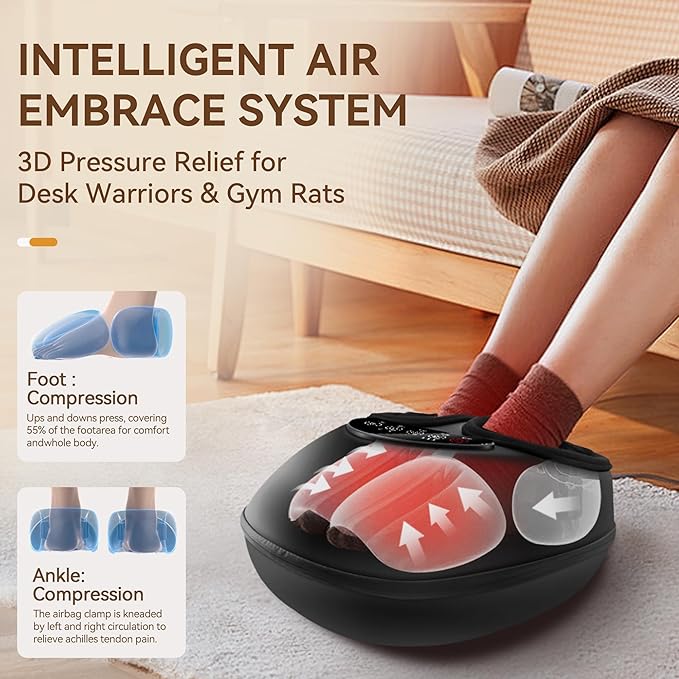 Shiatsu Foot Massager Machine - Toasty Toes Heaven! Heat Surge Technology for Couch Potatoes & Workaholics, Deep Kneading Therapy, Ergonomic Contoured Design
