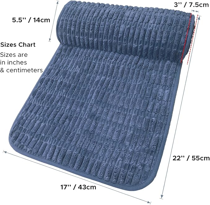 Memory Foam Headrest Pillow for Neck Pain Relief & Cervical Support - Ergonomic Neck Cushion for Office Chair, Car, Recliner, Sofa - Breathable & Pressure Relief (Navy Blue, 17x2.7 Inches)