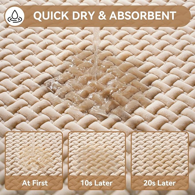 YDKGL Bathroom Rugs Non Slip, Super Absorbent Quick Dry Bath Mats for Bathroom, Foam Weave Texture Thin Bath Rugs Washable with Rubber Backing Fit Under Door Outside Shower,24” x 35“