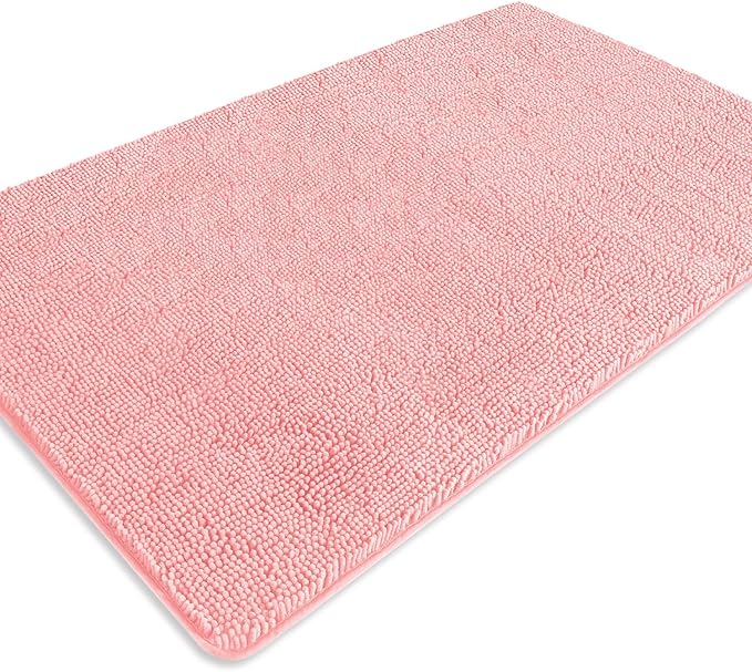 Bathroom Rugs 36 x 60 Inch – Extra Large Bath Mat | Absorbent and Washable Thick Chenille Bath Rugs Non-Slip Runner Rug for Bathroom, Shower, Tub(Pink)