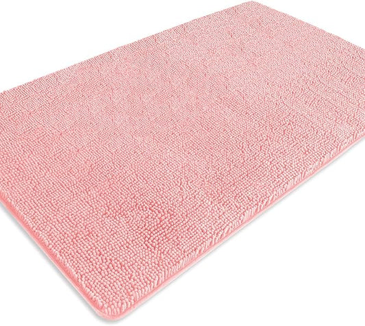 Bathroom Rugs 36 x 60 Inch – Extra Large Bath Mat | Absorbent and Washable Thick Chenille Bath Rugs Non-Slip Runner Rug for Bathroom, Shower, Tub(Pink)
