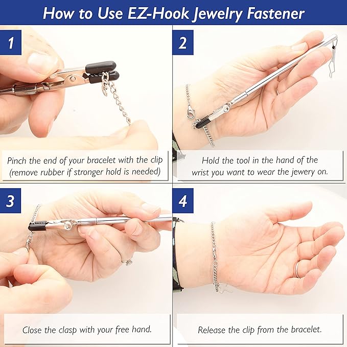 The Beadsmith EZ-Hook 3-in-1 Fastening Tool – Bracelet Fastener, Zipper Pull & Button Looper, Jewelry Aid for One-Handed Use, Ideal for Necklaces, Bracelets & Clothing