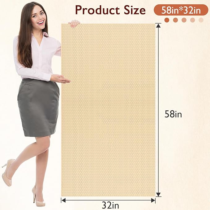 Extra Large Non-Slip Shower Mat, Fast-Dry PVC Bath Stall & Tub Mat, Drain-Hole Design,for Shower Stall Tub for Elderly/Kids，Non Slip Bathroom Safety Accessory，Beige 32"x58"