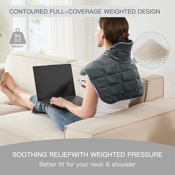 Neck Weighted Heating pad XL 19''x24'' fsa Eligible Items only List Heat pad for Period Cramps Heating Pads Large Heated pad for Back Pain Relief Products for Mom Dad