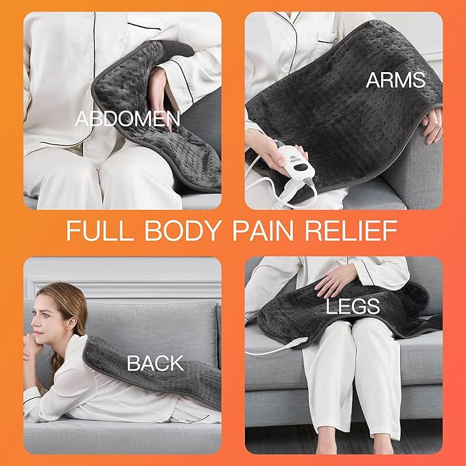 XL Heating Pads Large with Graphene Backing,Heat Pads 33 x 17, Heating pad for Back,Neck,Legs for Mom Dad, with Upgraded 4 Timer & 6 Temperature Controller