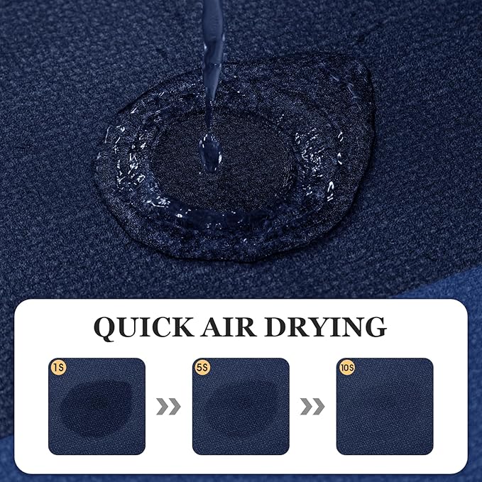 ACCUMTEK Non Slip Bath Mat, Thin Bathroom Rugs Fit Under Door, Quick Dry Bath Mats, Machine Washable Bath Rugs for Bathroom, Bathtub & Kitchen, Bathtub, Dark Blue/Bordered/24 x17