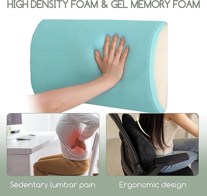 Lumbar Support Pillow for Recliner Chair/Accent Chair/Couch, Extra Large Memory Foam Back Support Cushion for Elderly, Recliner Cushions for Back Rest, Pain Relief, Reading, Washable Cover, Black