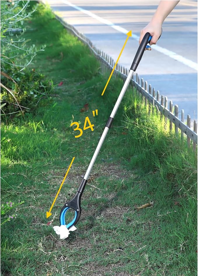 34" Grabber Tool - 2 Pack 34 Inch Long Foldable Grabbers for Elderly Grab It Reaching Tool with Rotating Jaw +Magnets, Grabber Pickup Tool, Heavy Duty Grabber Reacher Tool