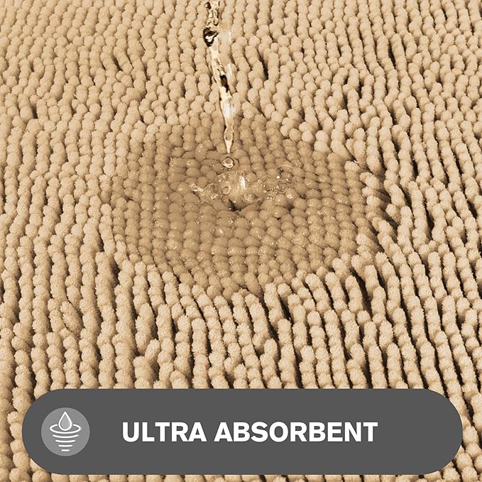 Bathroom Runner Rug 24 x 60 Inch – Extra Large Long Bath Mat | Absorbent and Washable Thick Chenille Bath Rug Non-Slip Runner Rug for Bathroom, Shower, Sink(Ivory Cream)