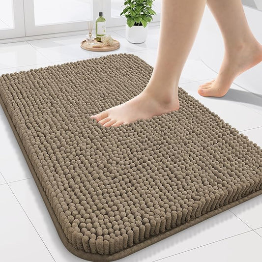 Arotive Bathroom Rugs 24x16, Extra Soft Absorbent Shaggy Chenille Bath Rugs, Machine Washable Rubber Backing Non-Slip Bath Mats for Bathroom Floor Tub and Shower, Home Decor Accessories, Camel