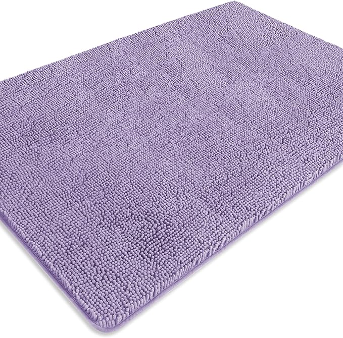 Bathroom Rugs 40 x 60 Inch – Extra Large Bath Mat | Absorbent and Washable Thick Chenille Bath Rugs Non-Slip Runner Rug for Bathroom, Shower, Tub(Lavender)