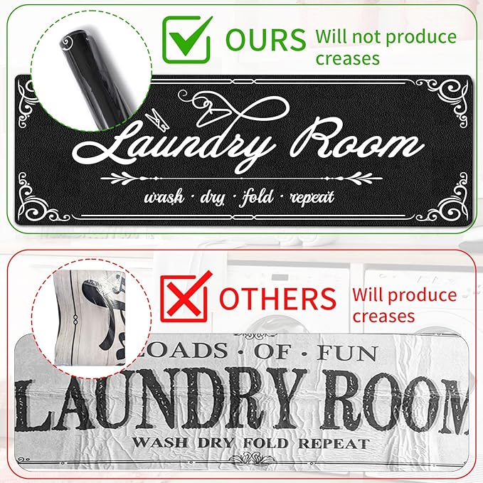 XLHOMO Laundry Room Rug Runner, 17"x60" Non Slip Black Nappa Leather Laundry Rugs, Farmhouse Washable Floor Laundry Mats for Laundry Room, Kitchen, Washroom, Bathroom, Mudroom, Hallway Entryway Decor
