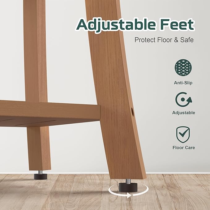 Waterproof Shower Benches for Inside Shower, Poly Lumber Shower Stool with Storage Shelf & Adjustable Feet, SPA Bathroom Seat Chair for Shaving Legs, Indoor or Outdoor Use, Teak Brown