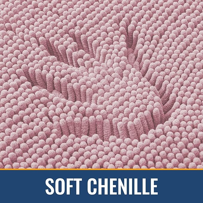 Arotive Bathroom Rugs 24x16, Extra Soft Absorbent Shaggy Chenille Bath Rugs, Machine Washable Rubber Backing Non-Slip Bath Mats for Bathroom Floor Tub and Shower, Home Decor Accessories, Dusty Rose