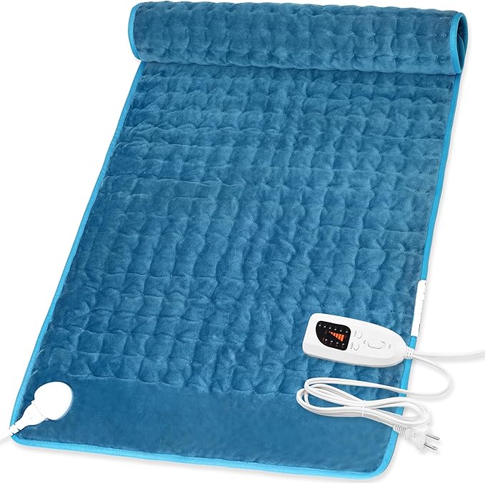 Deepsoon Heating Pad,Electric Heating Pads for Back,Neck,Moist Heating Pad for Abdomen Shoulder Knee Legs,Dry/Moist Heat&Auto Shut Off,Mother's Day Birthday for Men and Women,Blue,40x20 Inch
