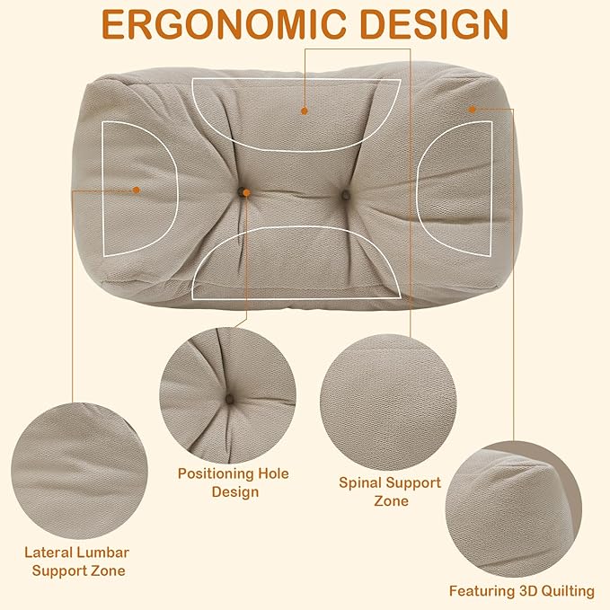 Lumbar Support Pillow Small Lower Back Pillow for Office Chair, Car Seat, and Desk Chair Ergonomic High-Elasticity Cushion for Pain Relief and Comfort on Sofa, Bed, or Travel (White)