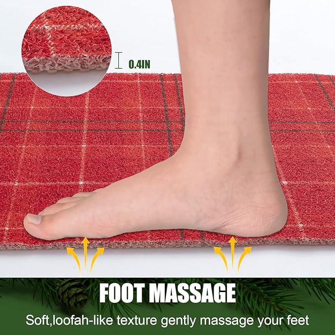 Hargiis Christmas Non-Slip Bathtub Mat, Anti Slip Shower Mat, Fast Drying Bathtub Mats, Foot Scrubber Mat, Anti Slip Mat for Tub, Floor, Bathroom, Kitchen, Home, Hotel (Holiday Plaid, 40"x16")