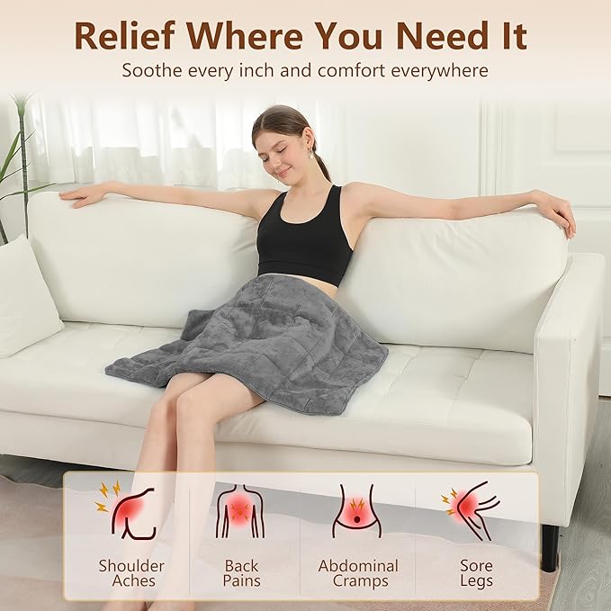 ESTINGO Weighted Heating Pad Large, Electric Heating Pad for Back Neck Shoulder Pain Relif, 3.7LBS Heat Pad for Period Cramps with 2H Auto Shut Off and 4 Heating Levels, 18"x33" Dark Grey