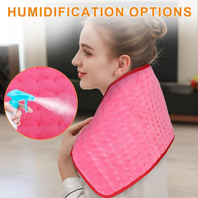 Deepsoon Heating Pad,Electric Heating Pads for Back,Neck,Moist Heating Pad for Abdomen Shoulder Knee Legs,Dry/Moist Heat&Auto Shut Off,Mother's Day Birthday for Men and Women,Fuchsia,24x12 Inch