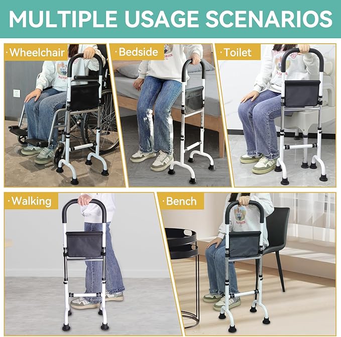 Stand Assist Aid for Elderly, Adjustable Safty Mobility Aids Rail for Couch Chair Toilet, Non-Slip Standing Assist Device with Heavy-Duty Steel Frame, Sit to Stand Support for Seniors