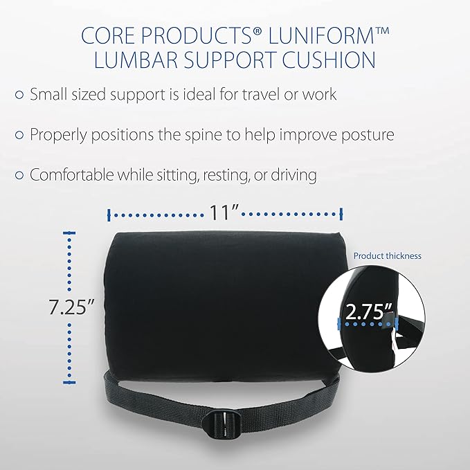Core Products Luniform Lumbar Support Cushion - Black