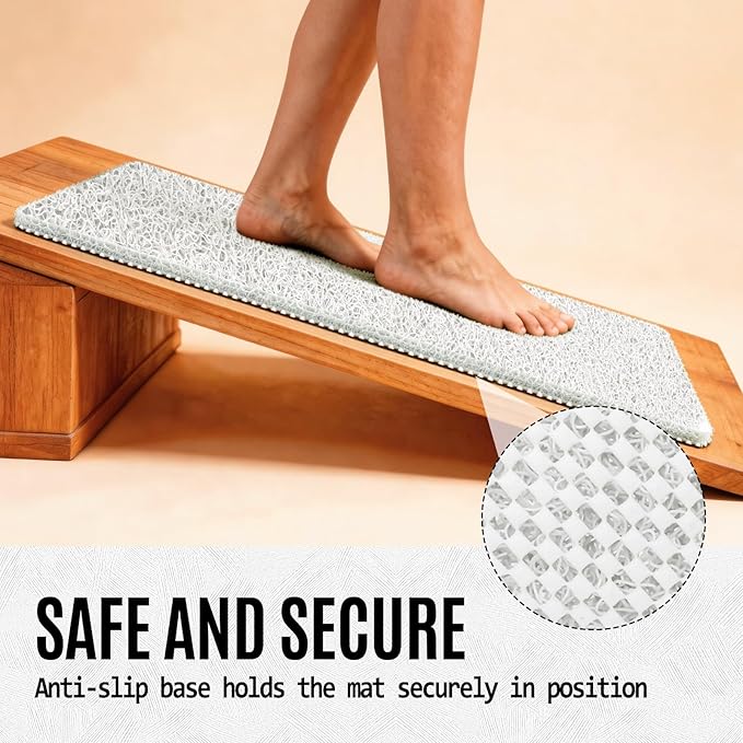 Joyhalo Shower Mat Bathtub Mat Non Slip, Bathmats Non Slip, Quick Drying Foot Scrubber Loofah Mats for Shower, Tub, Bathroom, Home,17x30inch, White